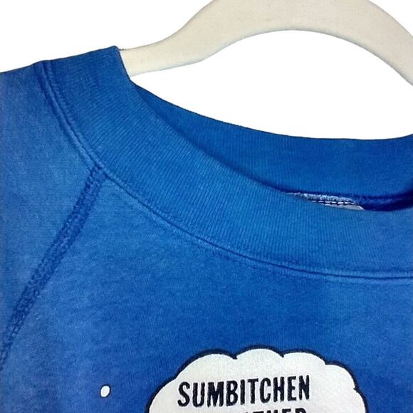 VTG 80s Alaska “Sumbitchen Weather” Sweatshirt XL Blue Polar Bear Single Stitch - Picture 7 of 10